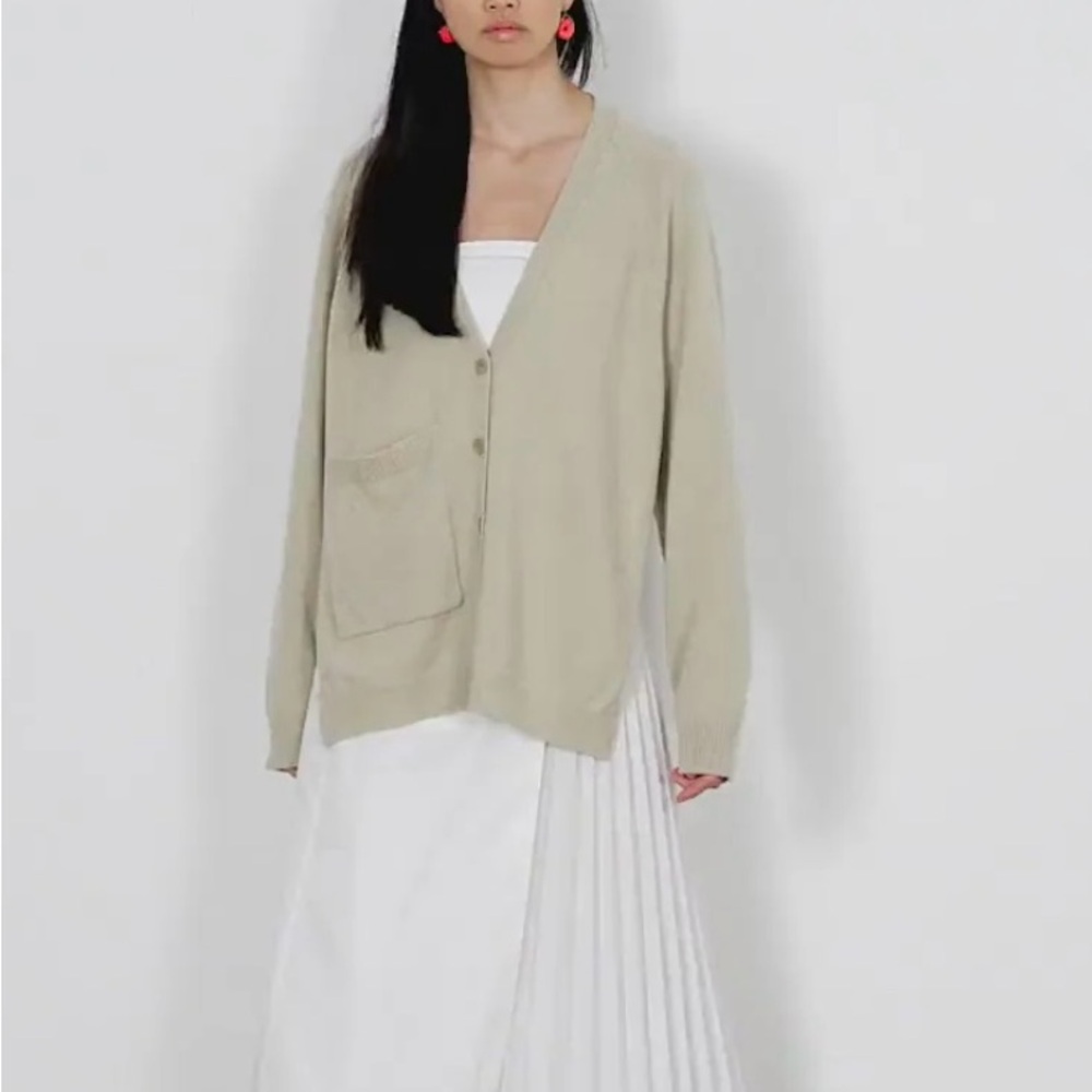 Tibi S/M Soft Green Half Cardigan Sweater